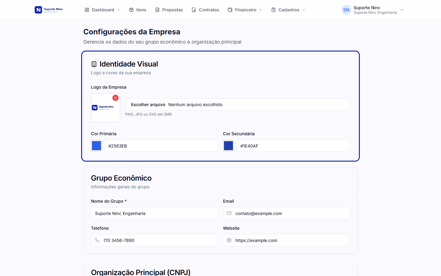 Identidade visual com logotipo e cores primária e secundária